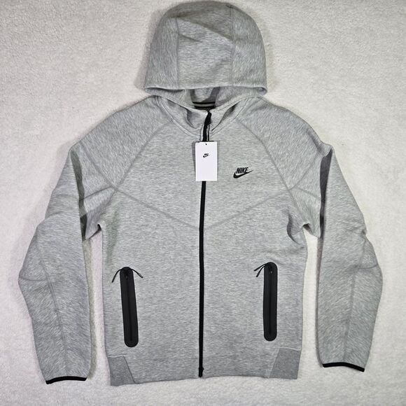 Nike Tech Fleece Gray Heather Windrunner Full Zip Hoodie FB7921-063 Mens Medium - Picture 1 of 6